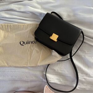 Quince Black Crossbody Bag with Gold Hardware